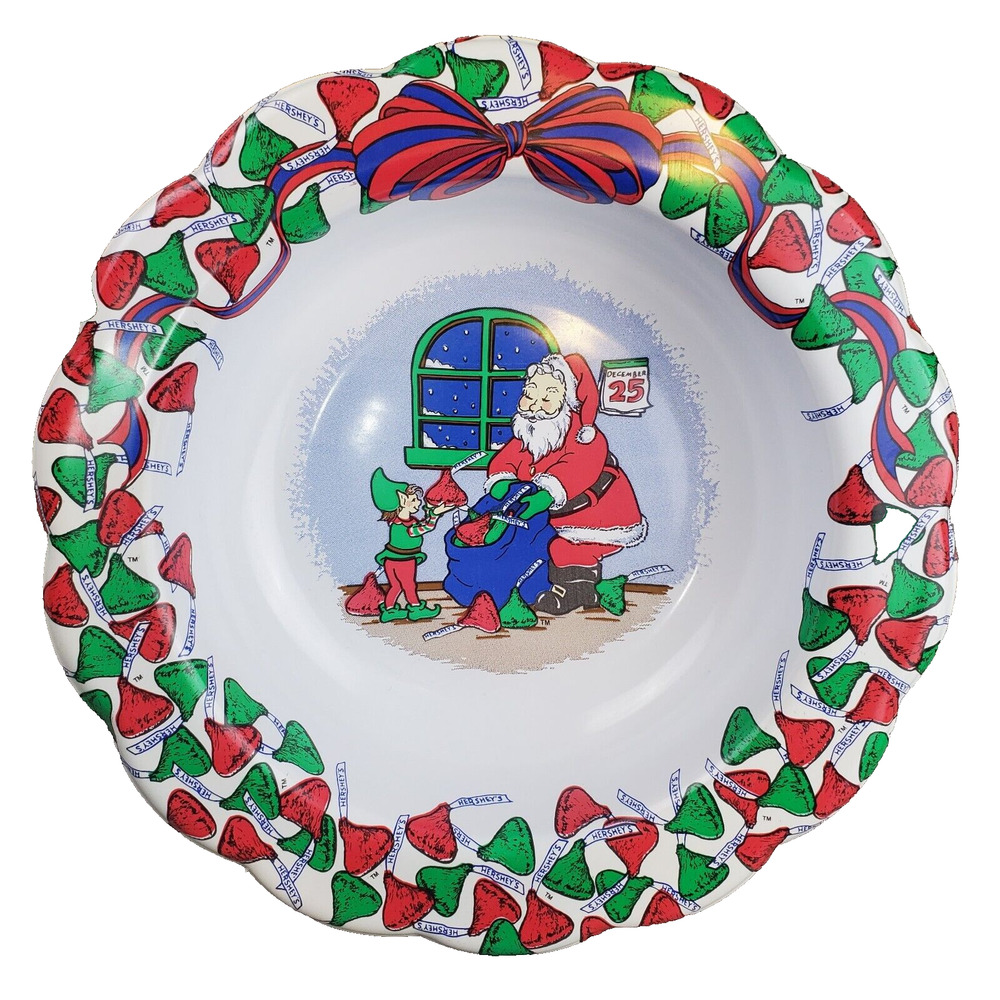 Vintage Hershey's Kiss Christmas Bowl Adult's 1995 Large White & Multi-Color